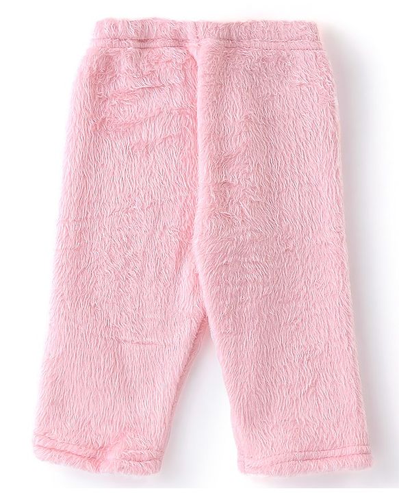 Babyhug Velour Knit Full Sleeves Winter Wear Night Suit with Cloud Applique - Pink