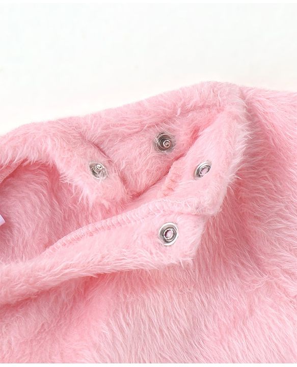 Babyhug Velour Knit Full Sleeves Winter Wear Night Suit with Cloud Applique - Pink