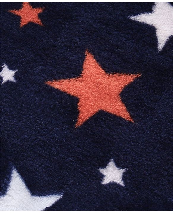 Babyhug Velour Knit Full Sleeves Night Suit Stars Print - Navy Blue