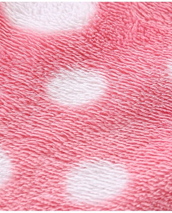 Babyhug Velour Knit Full Sleeves Winter Night Suit Circles Print - Pink