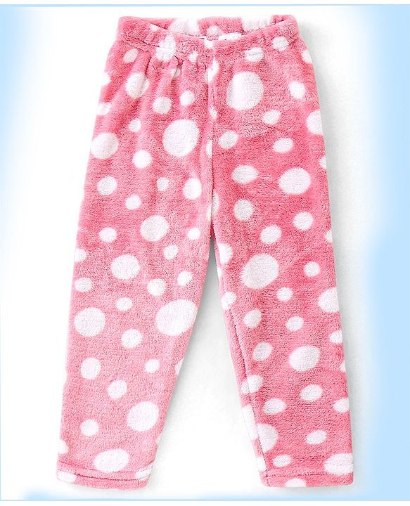 Babyhug Velour Knit Full Sleeves Winter Night Suit Circles Print - Pink