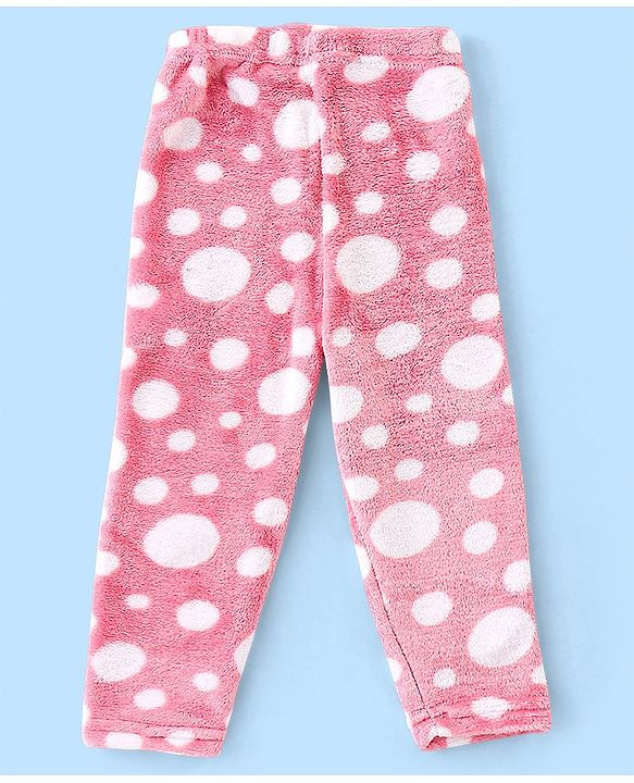 Babyhug Velour Knit Full Sleeves Winter Night Suit Circles Print - Pink
