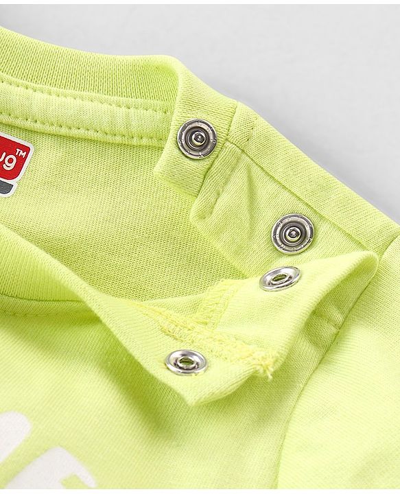 Babyhug Cotton Knit Full Sleeves Bear Print Night Suit - Green & Blue