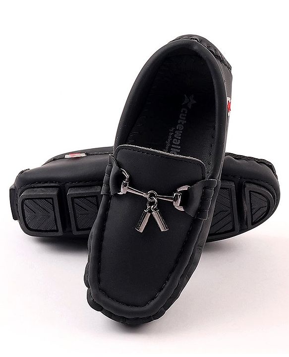 Cute Walk by Babyhug Slip On Party Shoes with Applique - Black