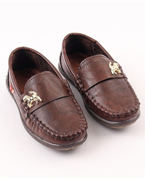 Cute Walk by Babyhug Slip On Loafers with Horse Applique - Dark Brown