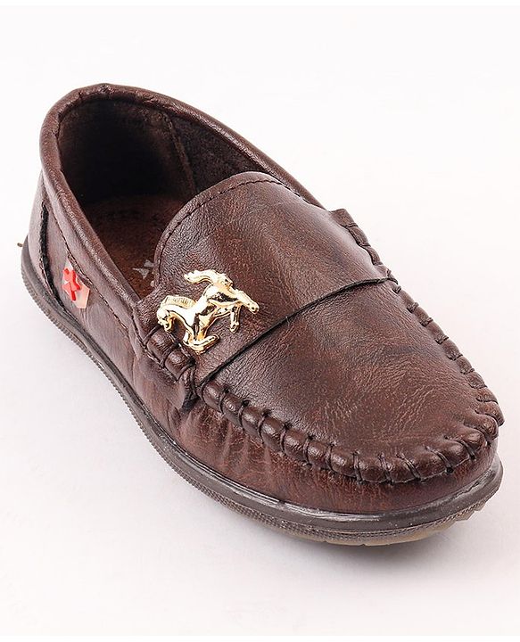 Cute Walk by Babyhug Slip On Loafers with Horse Applique - Dark Brown