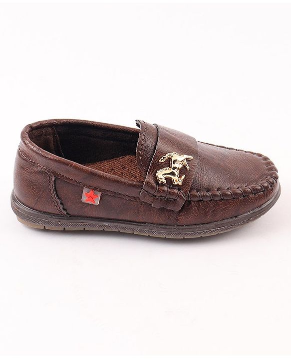 Cute Walk by Babyhug Slip On Loafers with Horse Applique - Dark Brown