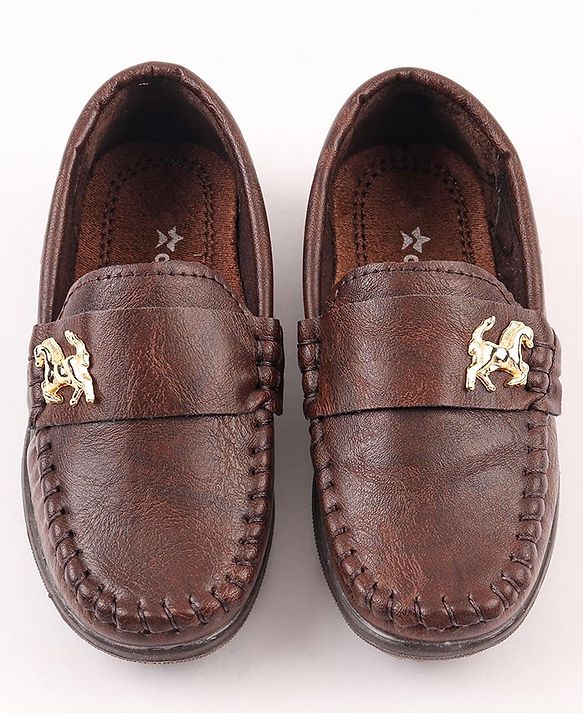 Cute Walk by Babyhug Slip On Loafers with Horse Applique - Dark Brown