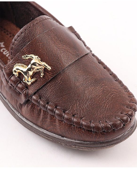 Cute Walk by Babyhug Slip On Loafers with Horse Applique - Dark Brown
