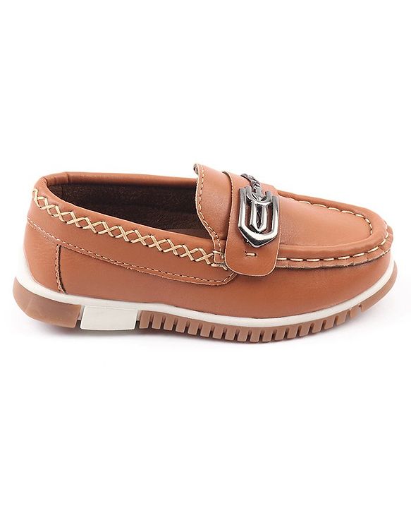 Cute Walk by Babyhug Slip On Solid Formal & Partywear Shoes with Chain Applique - Brown