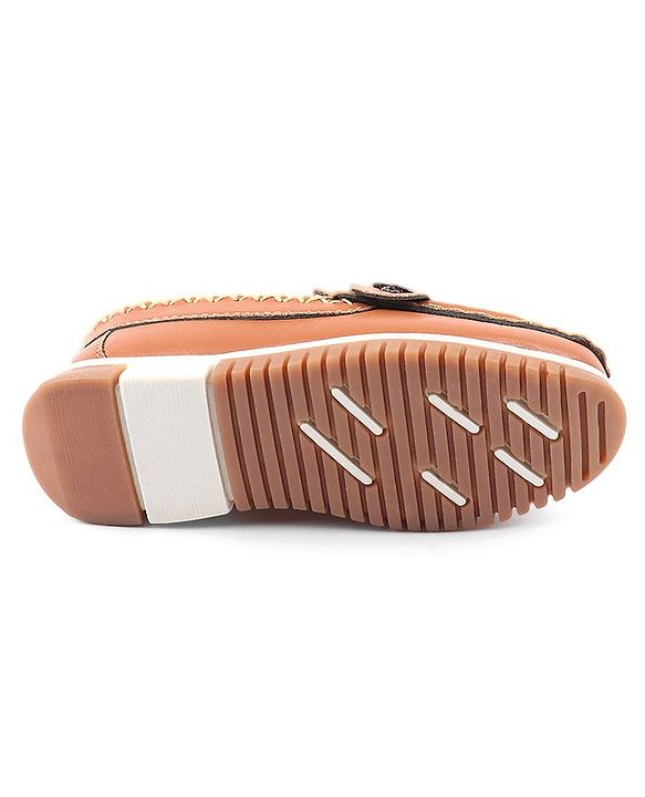 Cute Walk by Babyhug Slip On Solid Formal & Partywear Shoes with Chain Applique - Brown
