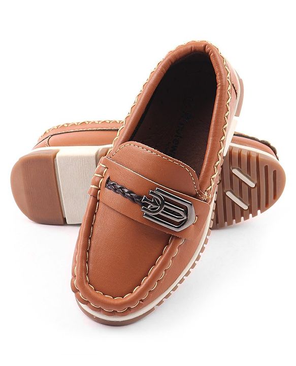 Cute Walk by Babyhug Slip On Solid Formal & Partywear Shoes with Chain Applique - Brown