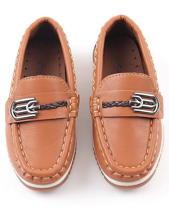 Cute Walk by Babyhug Slip On Solid Formal & Partywear Shoes with Chain Applique - Brown