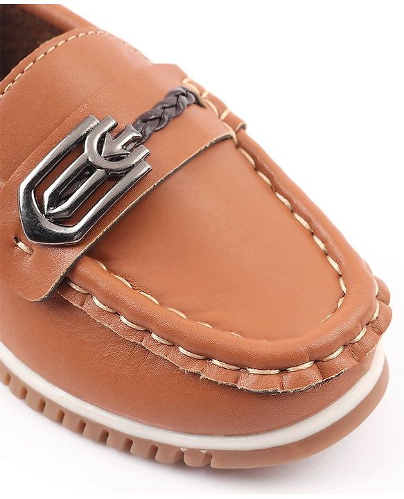Cute Walk by Babyhug Slip On Solid Formal & Partywear Shoes with Chain Applique - Brown