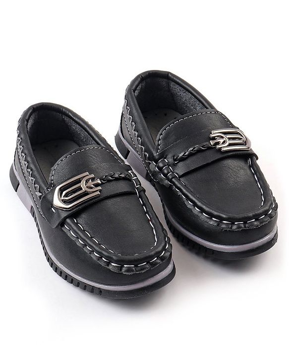 Cute Walk by Babyhug Slip On Solid Formal & Partywear Shoes with Chain Applique - Black