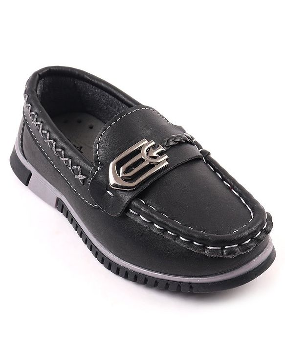 Cute Walk by Babyhug Slip On Solid Formal & Partywear Shoes with Chain Applique - Black