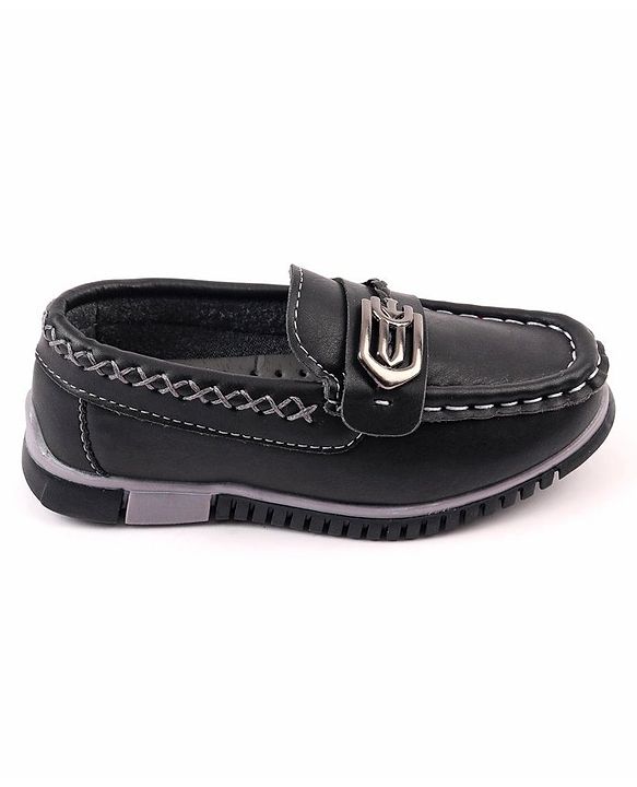 Cute Walk by Babyhug Slip On Solid Formal & Partywear Shoes with Chain Applique - Black