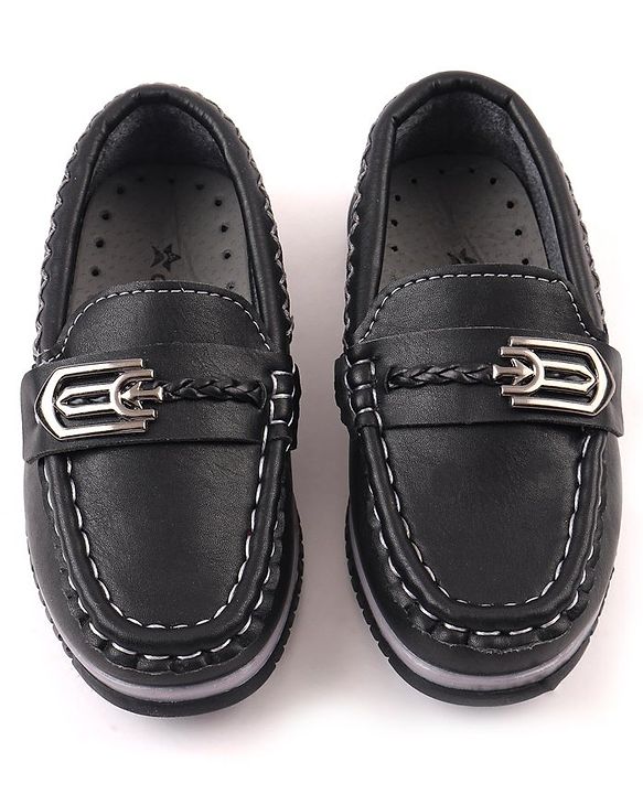 Cute Walk by Babyhug Slip On Solid Formal & Partywear Shoes with Chain Applique - Black