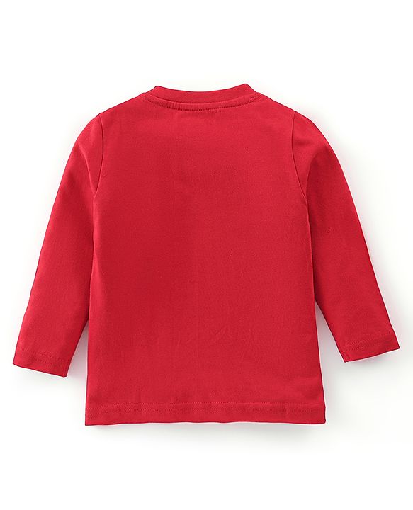 Babyhug Cotton Knit Full Sleeves Night Suit Cow Print - Red