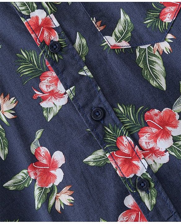 Pine Kids 100% Cotton Full Sleeves Floral Printed Shirt - Blue