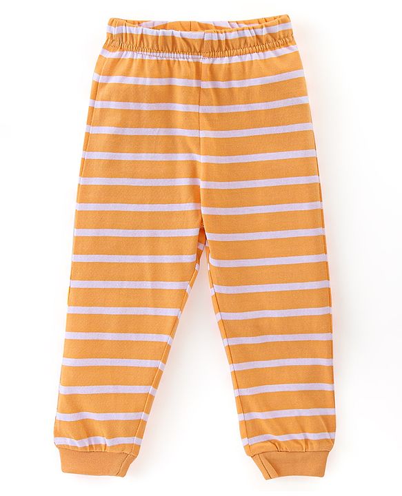 Babyhug Cotton Knit Full Sleeves Night Suit Bunny Print - Orange