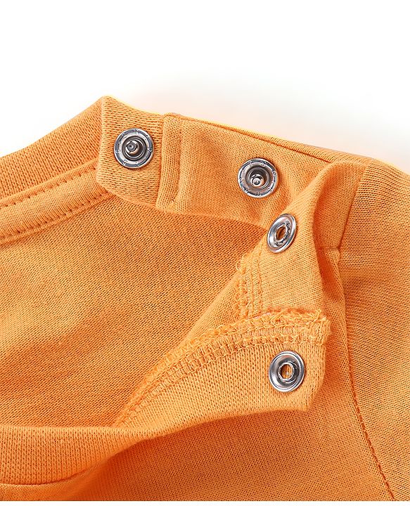 Babyhug Cotton Knit Full Sleeves Night Suit Bunny Print - Orange