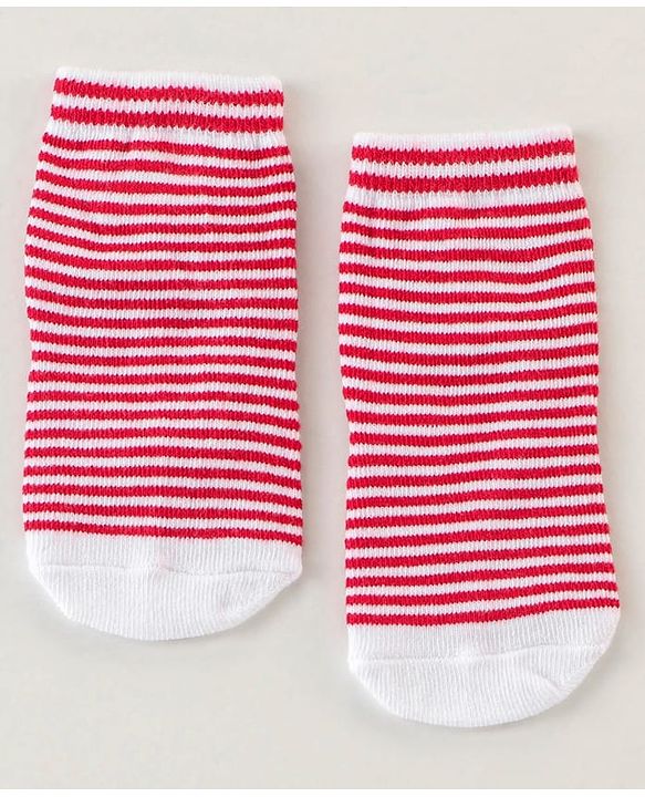 Cute Walk Disney by Babyhug Anti Bacterial Ankle Length Non Terry Socks Mickey Design Pack of 3 - Red & White