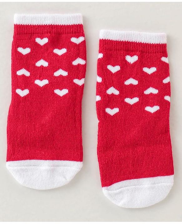 Cute Walk Disney by Babyhug Anti Bacterial Ankle Length Non Terry Socks Mickey Design Pack of 3 - Red & White
