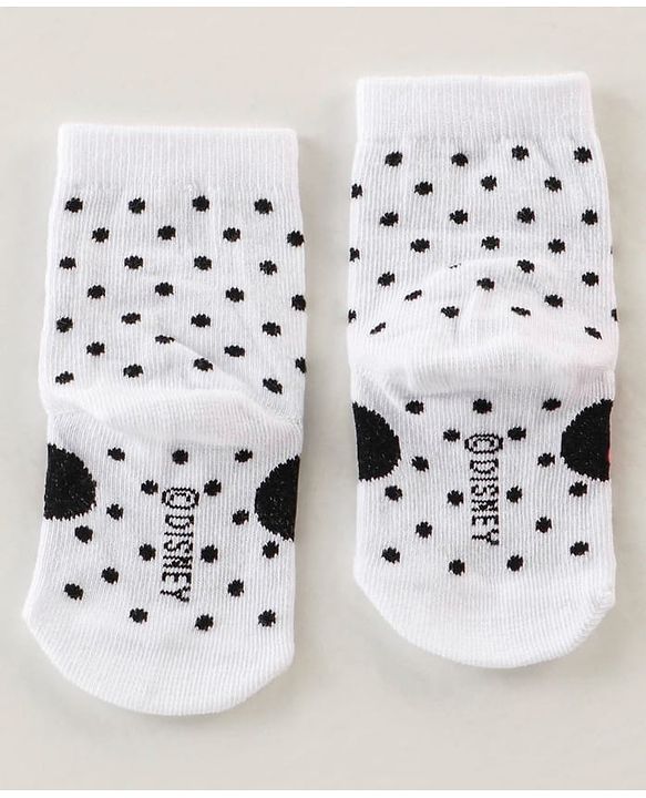Cute Walk Disney by Babyhug Anti Bacterial Ankle Length Non Terry Socks Mickey Design Pack of 3 - Red & White