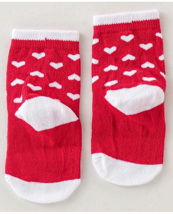 Cute Walk Disney by Babyhug Anti Bacterial Ankle Length Non Terry Socks Mickey Design Pack of 3 - Red & White