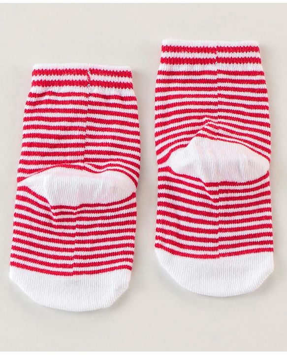 Cute Walk Disney by Babyhug Anti Bacterial Ankle Length Non Terry Socks Mickey Design Pack of 3 - Red & White