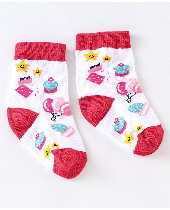 Cute Walk by Babyhug Anti Bacterial Ankle Length Non Terry Socks Unicorn Design Pack of 7 - Pink & White