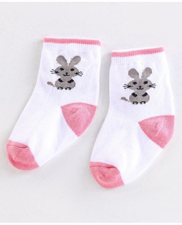 Cute Walk by Babyhug Anti Bacterial Ankle Length Non Terry Socks Unicorn Design Pack of 7 - Pink & White