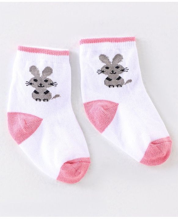 Cute Walk by Babyhug Anti Bacterial Ankle Length Non Terry Socks Unicorn Design Pack of 7 - Pink & White