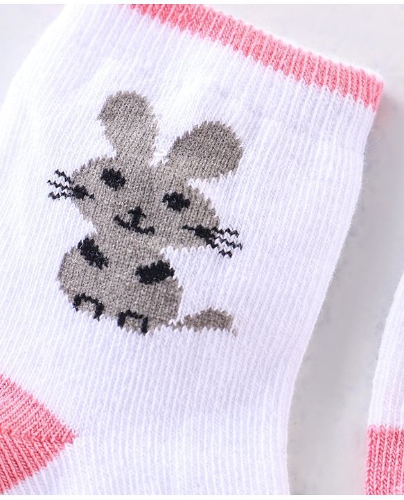 Cute Walk by Babyhug Anti Bacterial Ankle Length Non Terry Socks Unicorn Design Pack of 7 - Pink & White