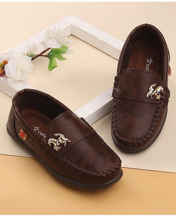 Cute Walk by Babyhug Slip On Formal & Party Shoes with Horse Applique - Dark Brown