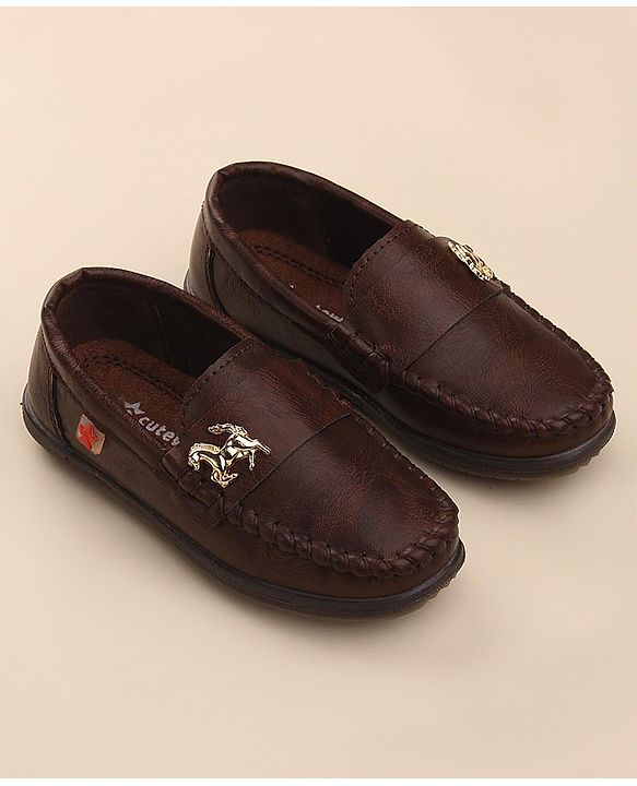 Cute Walk by Babyhug Slip On Formal & Party Shoes with Horse Applique - Dark Brown