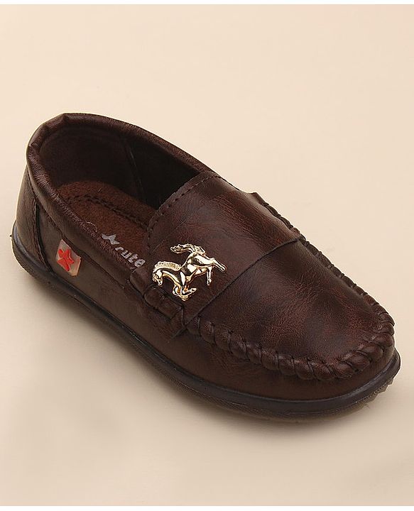 Cute Walk by Babyhug Slip On Formal & Party Shoes with Horse Applique - Dark Brown