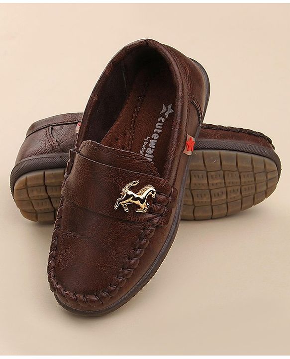Cute Walk by Babyhug Slip On Formal & Party Shoes with Horse Applique - Dark Brown