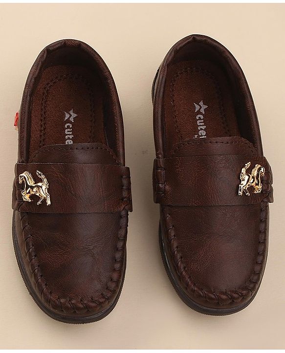 Cute Walk by Babyhug Slip On Formal & Party Shoes with Horse Applique - Dark Brown