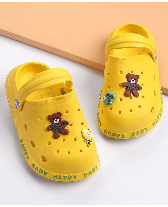 Cute Walk by Babyhug Slip On Clogs With Teddy Applique - Yellow