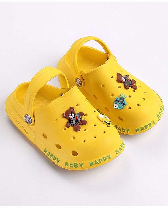 Cute Walk by Babyhug Slip On Clogs With Teddy Applique - Yellow