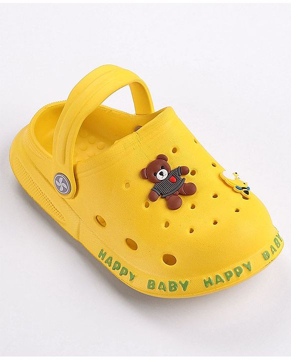 Cute Walk by Babyhug Slip On Clogs With Teddy Applique - Yellow
