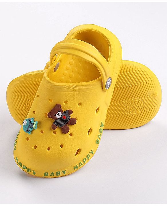 Cute Walk by Babyhug Slip On Clogs With Teddy Applique - Yellow