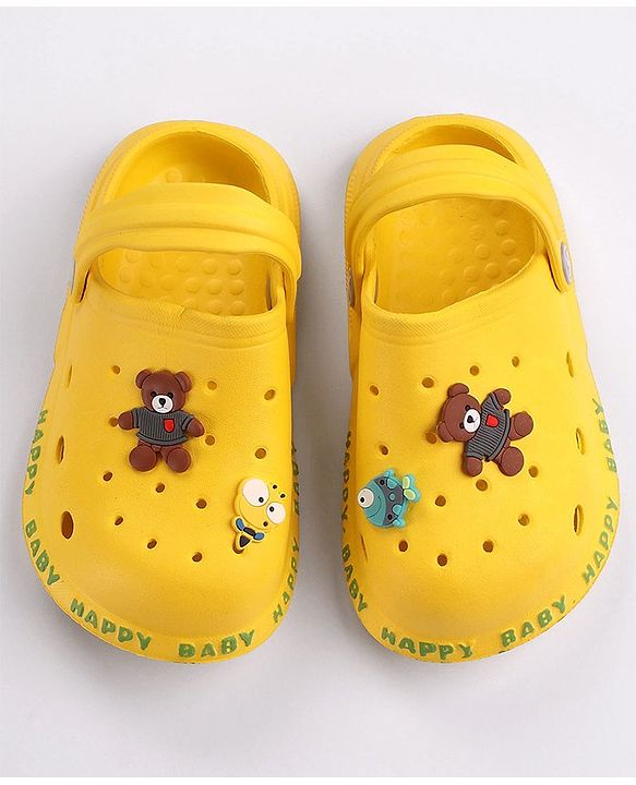Cute Walk by Babyhug Slip On Clogs With Teddy Applique - Yellow