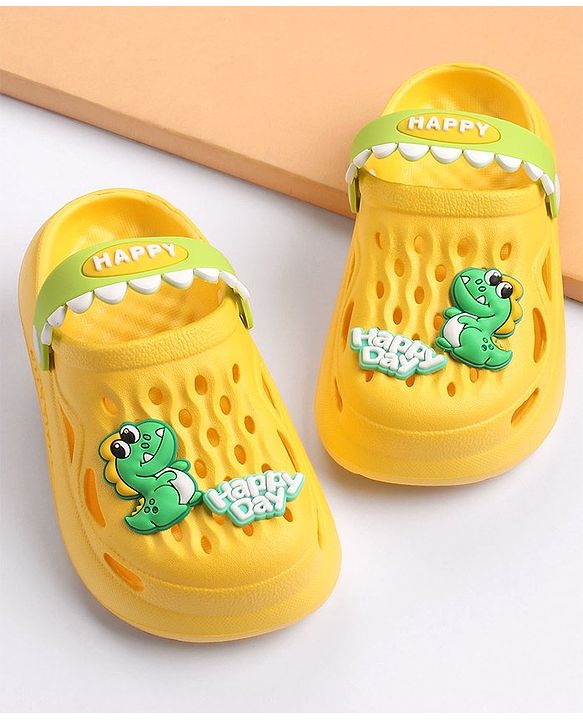 Cute Walk by Babyhug Slip on Clogs with Back Strap Croc Appplique - Yellow