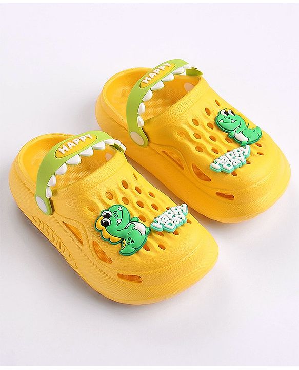 Cute Walk by Babyhug Slip on Clogs with Back Strap Croc Appplique - Yellow