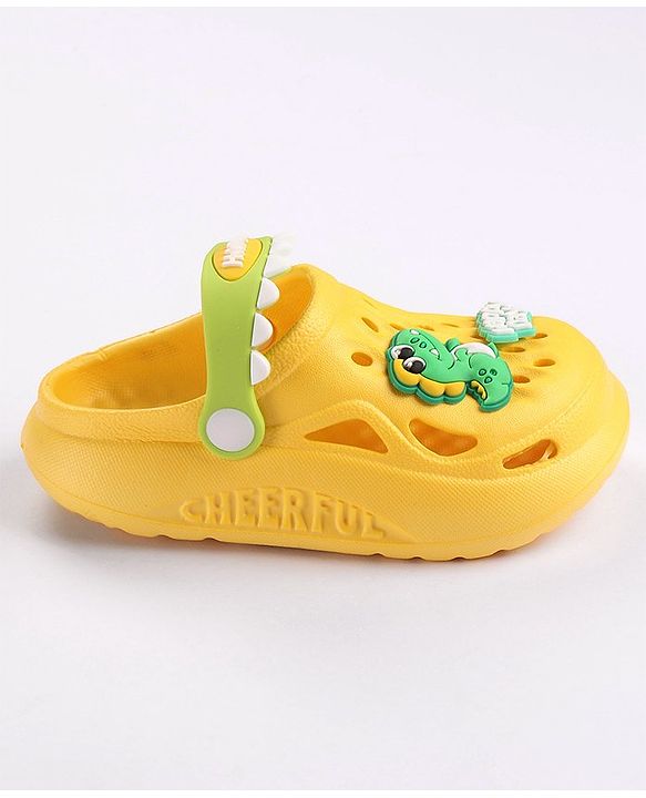 Cute Walk by Babyhug Slip on Clogs with Back Strap Croc Appplique - Yellow