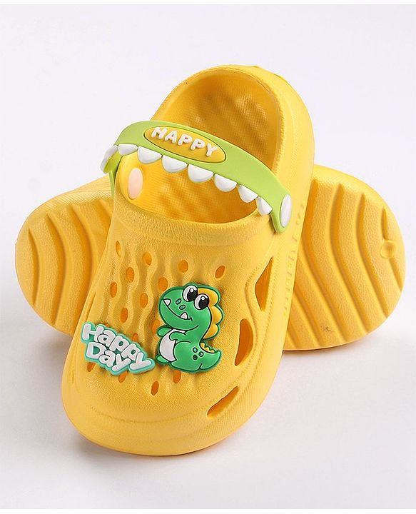 Cute Walk by Babyhug Slip on Clogs with Back Strap Croc Appplique - Yellow