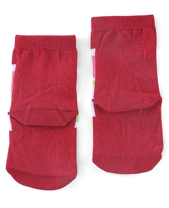 Cutewalk By Babyhug Anti Bacterial Ankle Length Socks Teddy Design Pack Of 3 - Multicolour